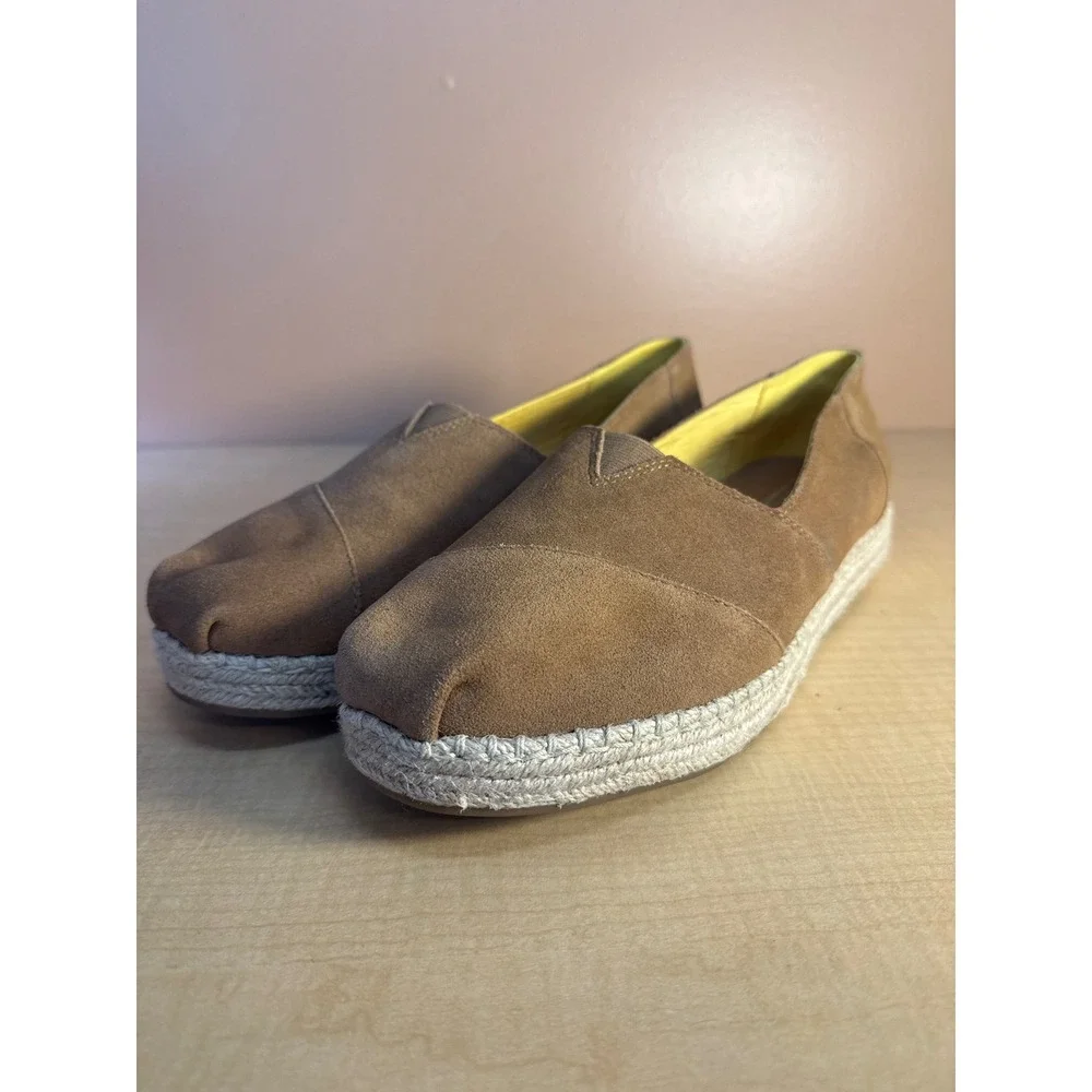 TOMS Womens Alpargata Rope Espadrille Tan Suede Slip On Flats Size 12
